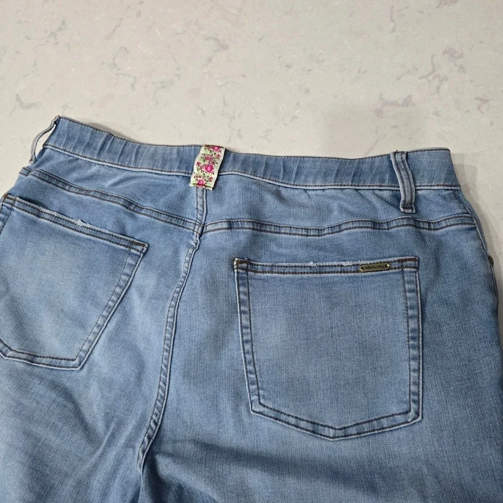 Matilda Jane Boho Floral Trim Straight Leg Jeans Light Wash Blue Girls Sz 12